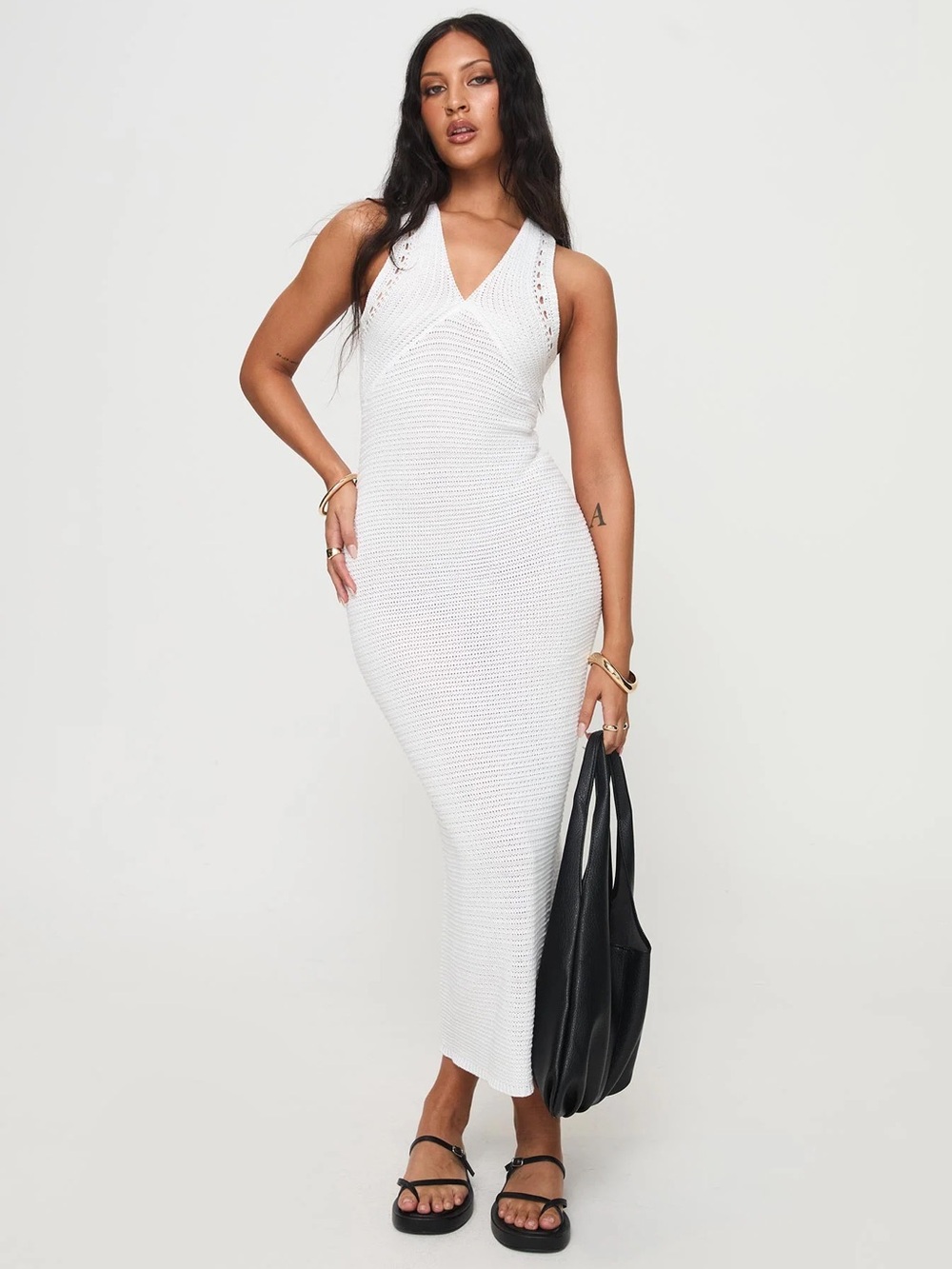 Princess Polly White Knit Maxi Dress